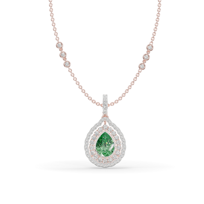 Guru Jewel's Radiant Green Pear Pendant with Double Border for Her