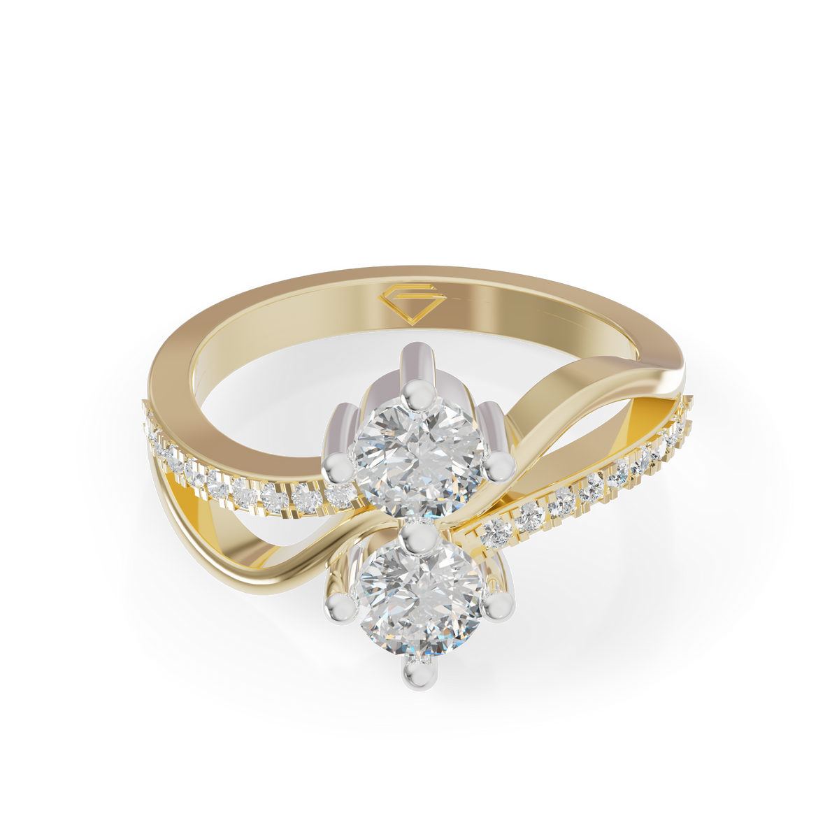 Guru Jewel's Round Diamond Studded Captivating Silver Ring For Her