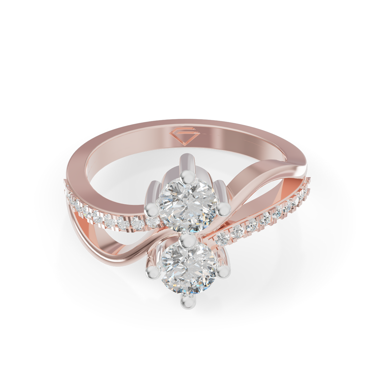 Guru Jewel's Round Diamond Studded Captivating Silver Ring For Her