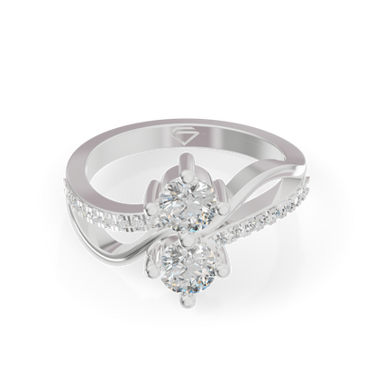 Guru Jewel's Round Diamond Studded Captivating Silver Ring For Her