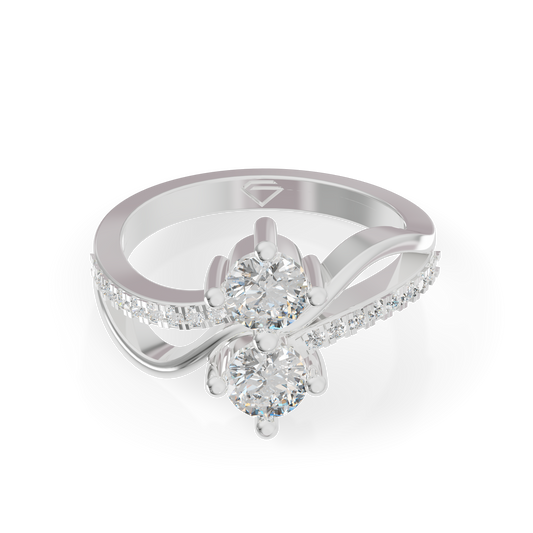 Guru Jewel's Round Diamond Studded Captivating Silver Ring For Her