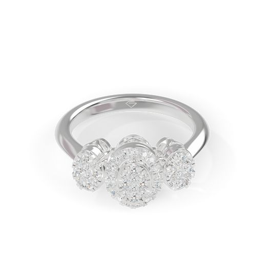 Exclusive Oval Shape Stone 925 Silver And Fancy Diamond Studded Ladies Ring For Her