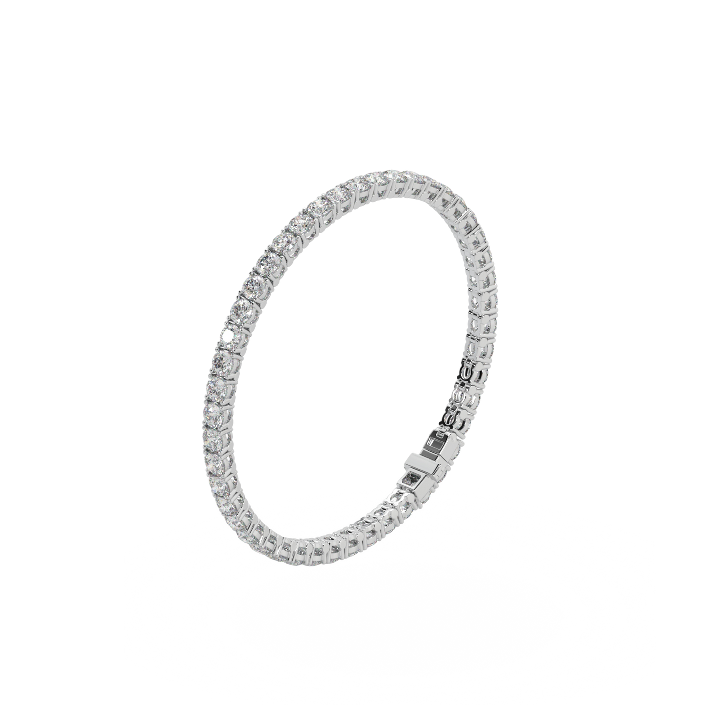 Guru Jewel's Attractive 3.80 MM Round Solitaire Diamond Studded Silver Tennis Bracelet