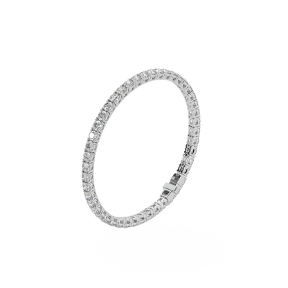 Guru Jewel's Attractive 3.80 MM Round Solitaire Diamond Studded Silver Tennis Bracelet