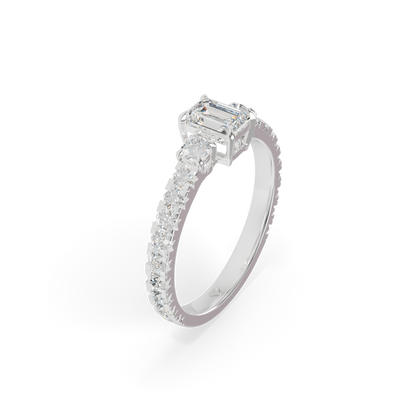 Guru Jewel's Blue Sapphire And Round Diamond Studded Exclusive Silver Ring For Her