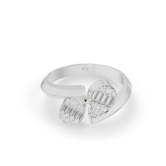 Guru Jewel's Interlocking Baguette & Round Diamond Twist Ring for Her