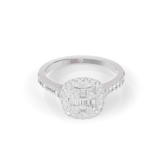 Guru Jewel's Rectangular Baguette Diamond Halo Ring for Her