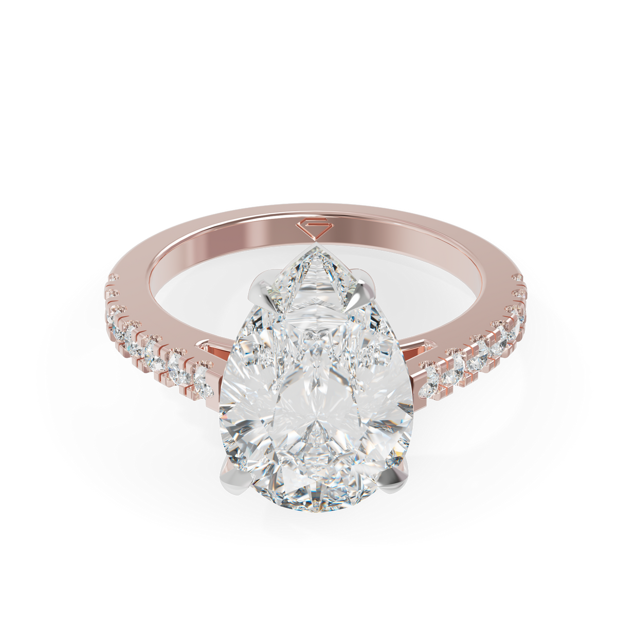 Guru Jewel's Pear Shaped C.Z Solitaire Diamond Studded Silver Ring For Her
