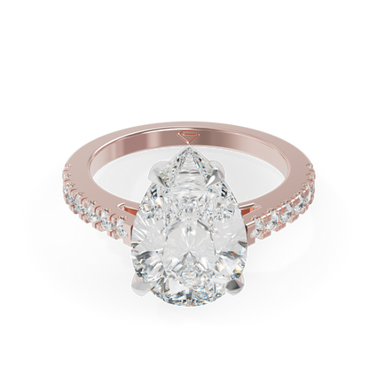 Guru Jewel's Pear Shaped C.Z Solitaire Diamond Studded Silver Ring For Her
