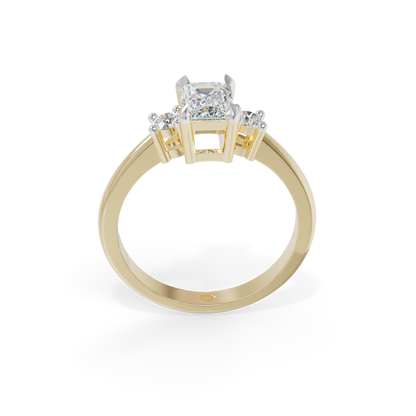 Guru Jewel's Emerald And Round Diamond Studded Impressive Silver Ring For Her