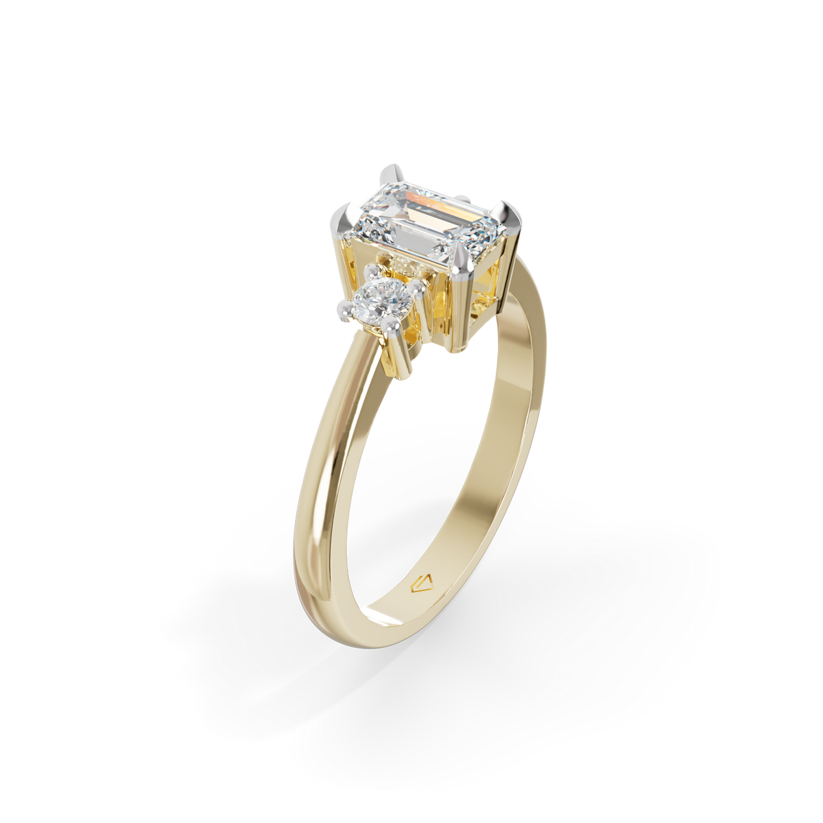 Guru Jewel's Emerald And Round Diamond Studded Impressive Silver Ring For Her