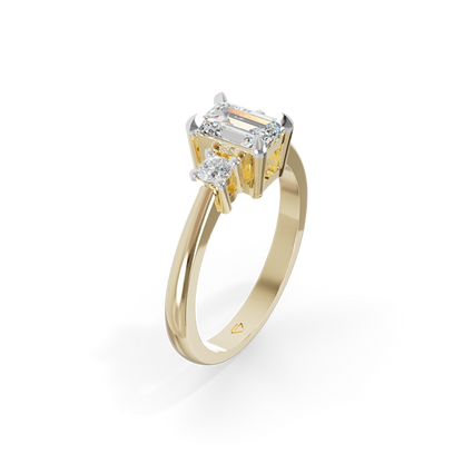 Guru Jewel's Emerald And Round Diamond Studded Impressive Silver Ring For Her