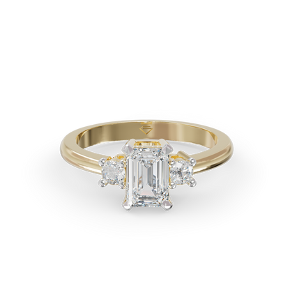 Guru Jewel's Emerald And Round Diamond Studded Impressive Silver Ring For Her