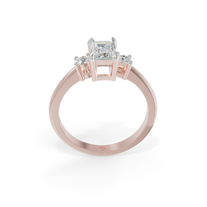 Guru Jewel's Emerald And Round Diamond Studded Impressive Silver Ring For Her