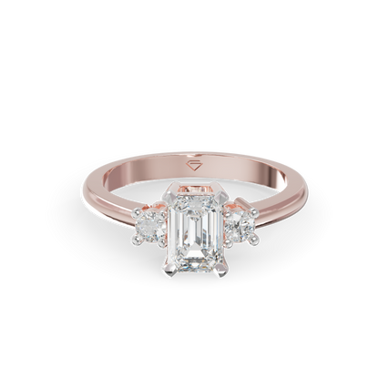 Guru Jewel's Emerald And Round Diamond Studded Impressive Silver Ring For Her