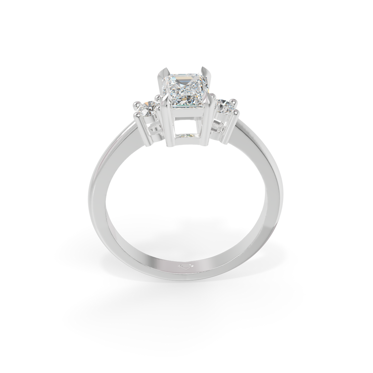 Guru Jewel's Emerald And Round Diamond Studded Impressive Silver Ring For Her