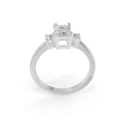 Guru Jewel's Emerald And Round Diamond Studded Impressive Silver Ring For Her