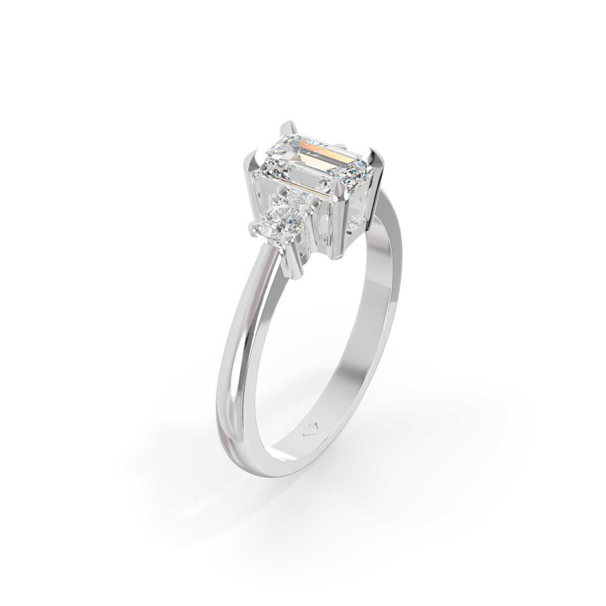 Guru Jewel's Emerald And Round Diamond Studded Impressive Silver Ring For Her