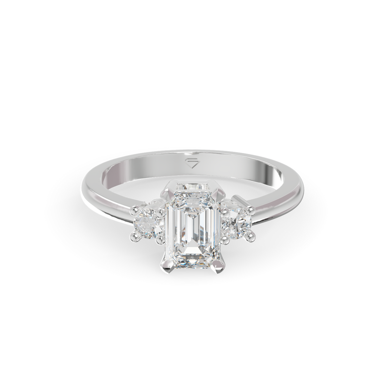 Guru Jewel's Emerald And Round Diamond Studded Impressive Silver Ring For Her