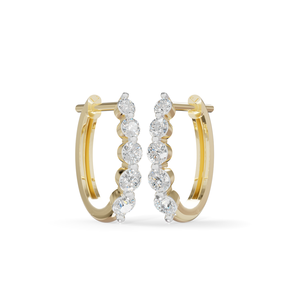 Guru Jewel's Diamond Double Line Hoop Earrings for Her