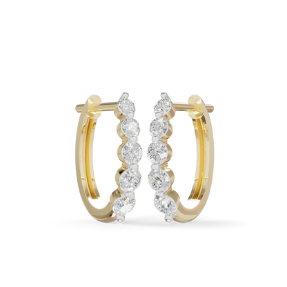 Guru Jewel's Diamond Double Line Hoop Earrings for Her
