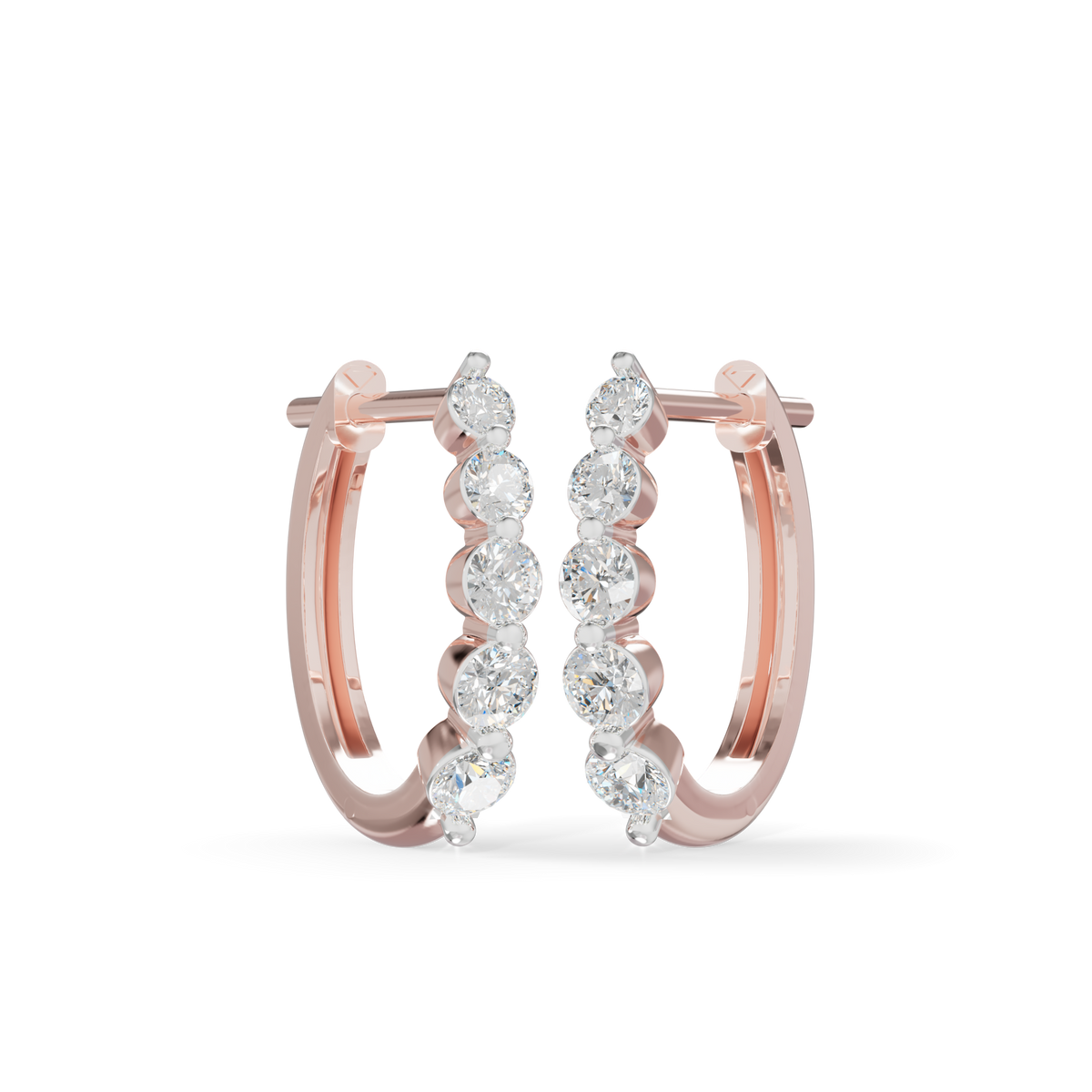 Guru Jewel's Diamond Double Line Hoop Earrings for Her