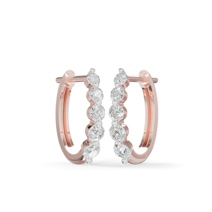 Guru Jewel's Diamond Double Line Hoop Earrings for Her