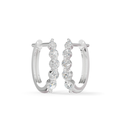 Guru Jewel's Diamond Double Line Hoop Earrings for Her