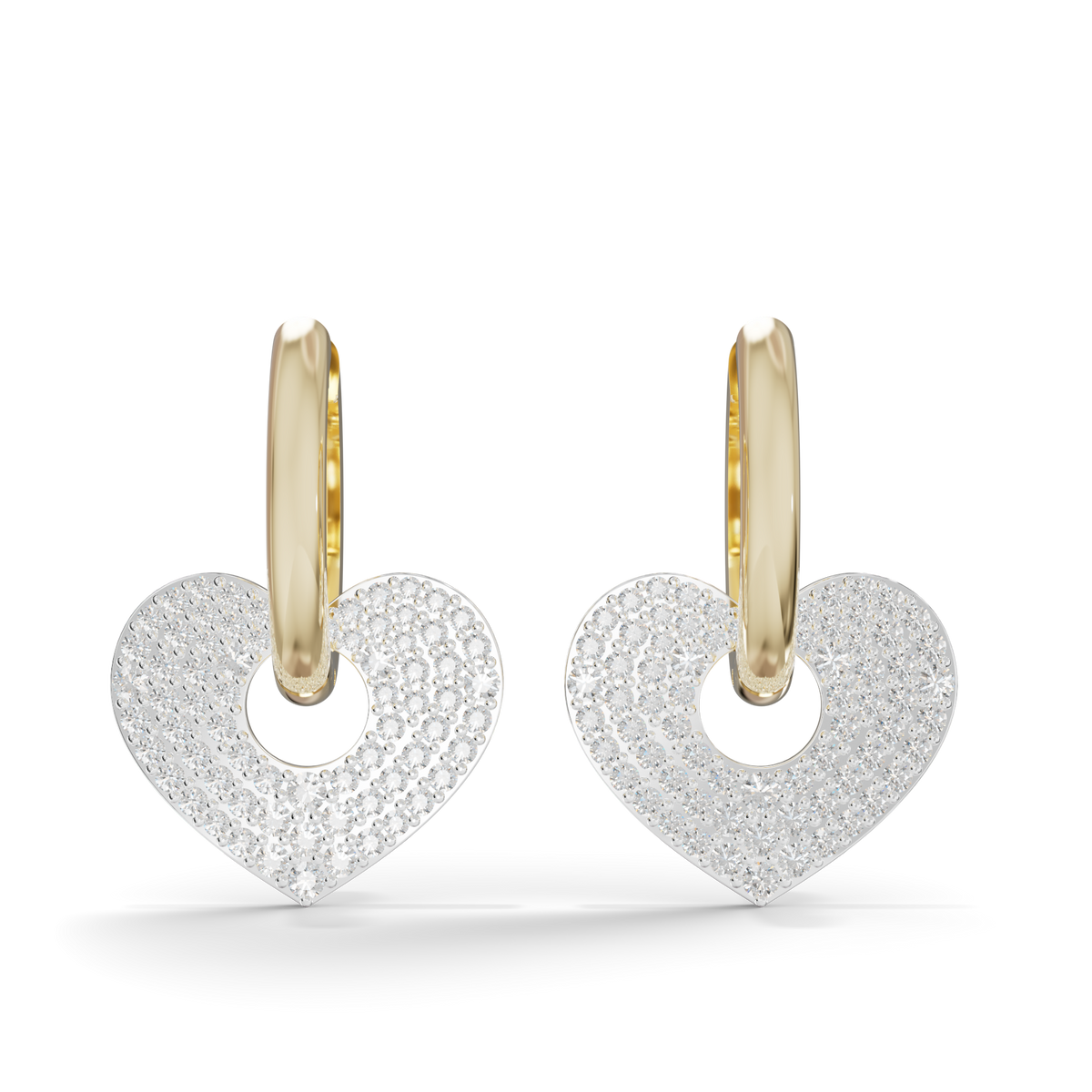 Guru Jewel's Radiant Pave Heart Charm Hoop Earrings for Her