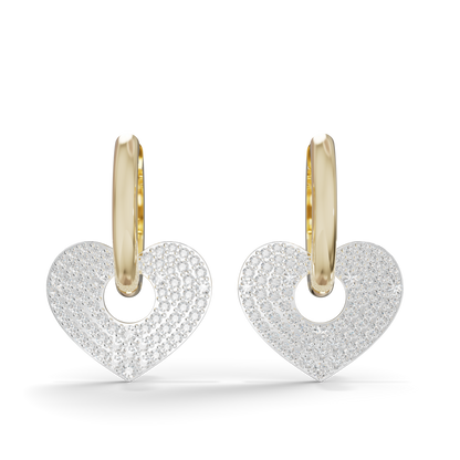 Guru Jewel's Radiant Pave Heart Charm Hoop Earrings for Her