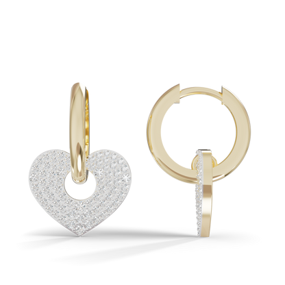 Guru Jewel's Radiant Pave Heart Charm Hoop Earrings for Her