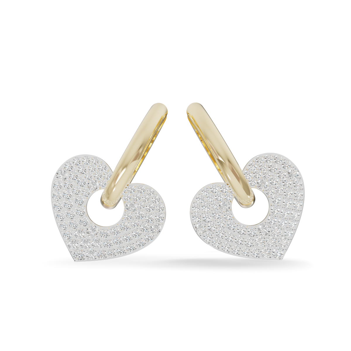 Guru Jewel's Radiant Pave Heart Charm Hoop Earrings for Her