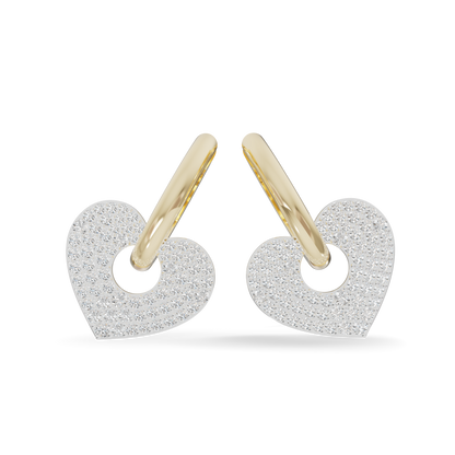 Guru Jewel's Radiant Pave Heart Charm Hoop Earrings for Her