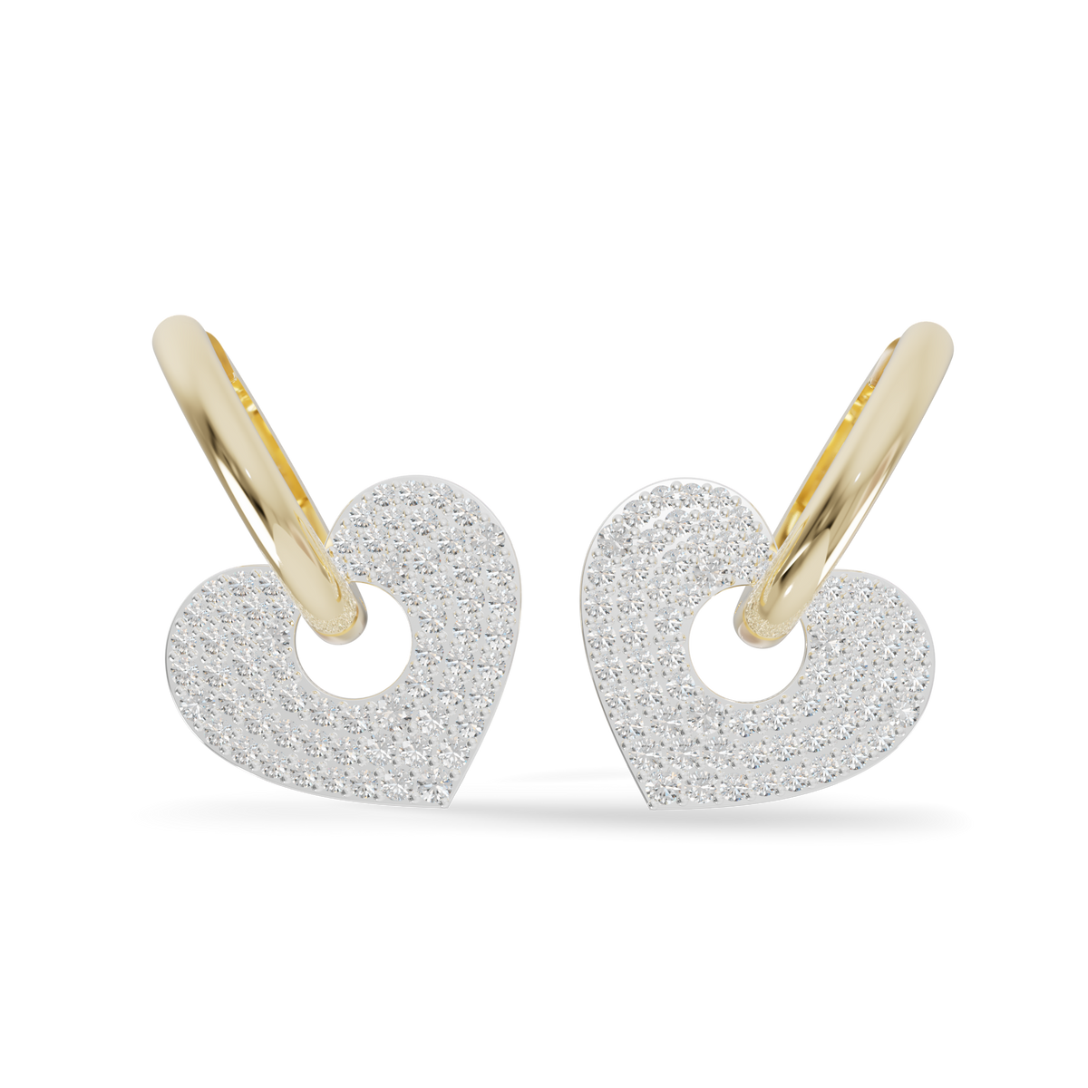 Guru Jewel's Radiant Pave Heart Charm Hoop Earrings for Her