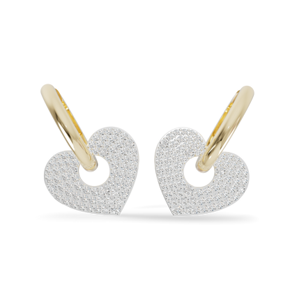 Guru Jewel's Radiant Pave Heart Charm Hoop Earrings for Her