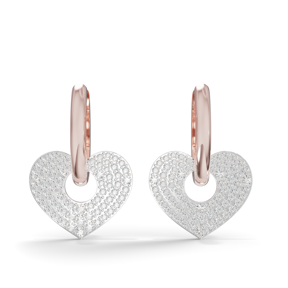 Guru Jewel's Radiant Pave Heart Charm Hoop Earrings for Her