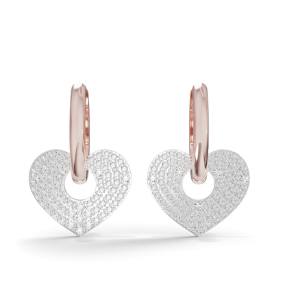 Guru Jewel's Radiant Pave Heart Charm Hoop Earrings for Her