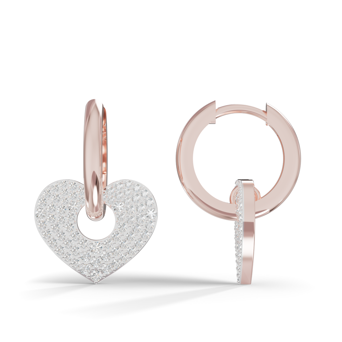 Guru Jewel's Radiant Pave Heart Charm Hoop Earrings for Her