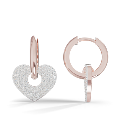Guru Jewel's Radiant Pave Heart Charm Hoop Earrings for Her