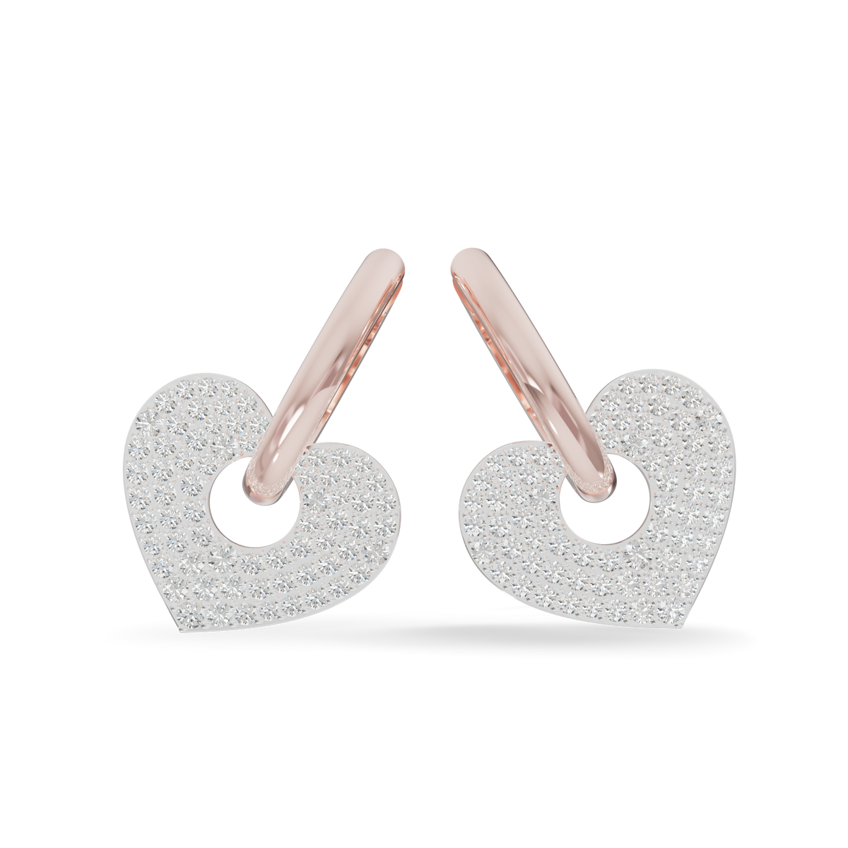 Guru Jewel's Radiant Pave Heart Charm Hoop Earrings for Her