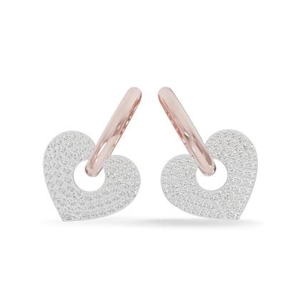 Guru Jewel's Radiant Pave Heart Charm Hoop Earrings for Her