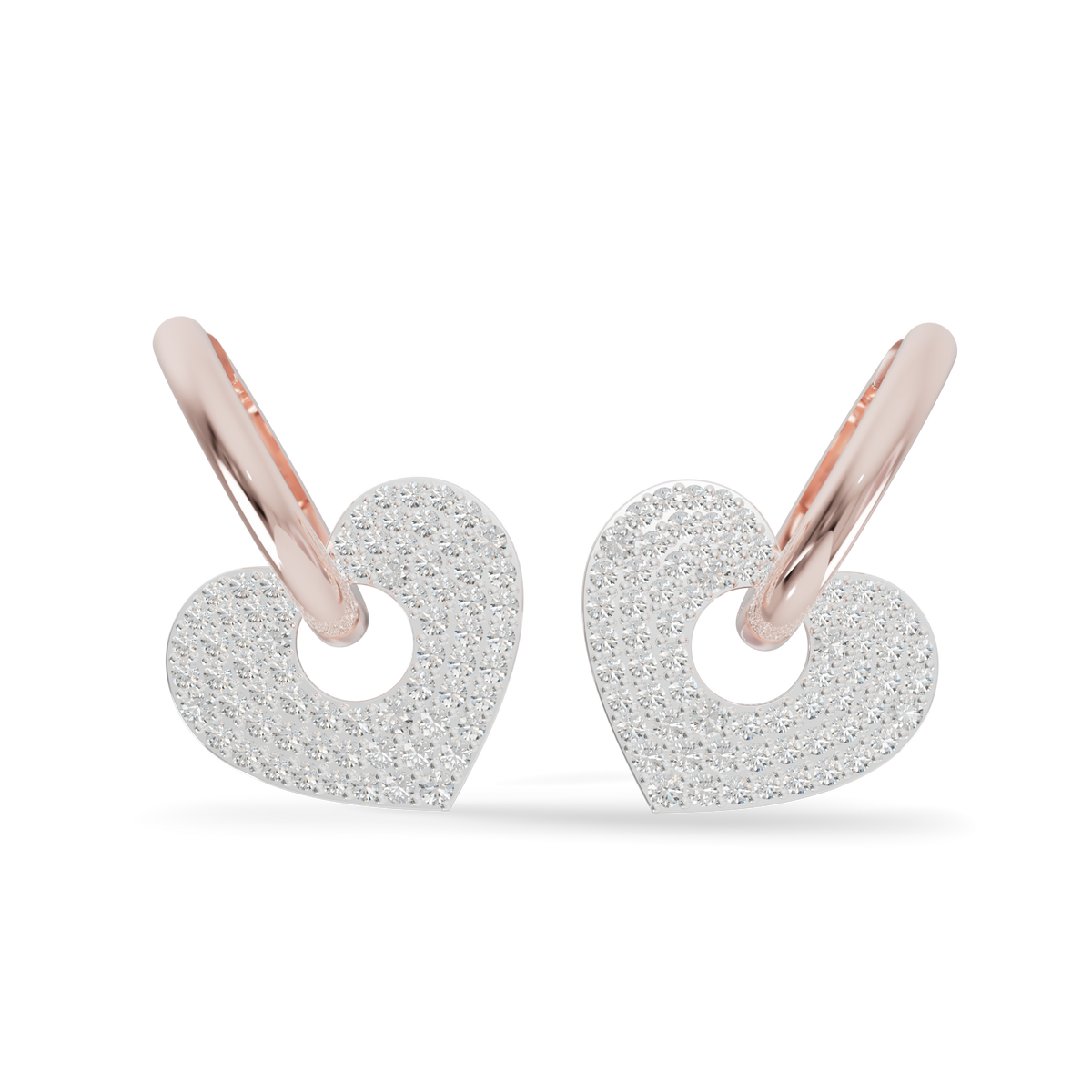 Guru Jewel's Radiant Pave Heart Charm Hoop Earrings for Her