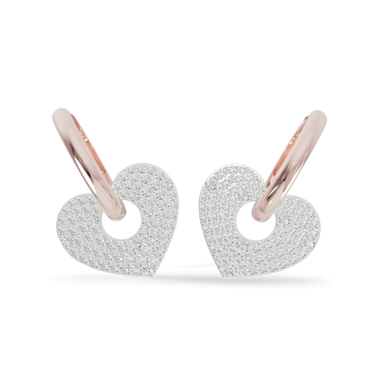 Guru Jewel's Radiant Pave Heart Charm Hoop Earrings for Her