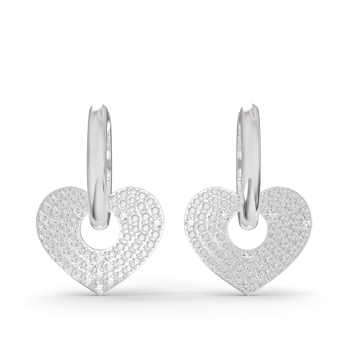 Guru Jewel's Radiant Pave Heart Charm Hoop Earrings for Her
