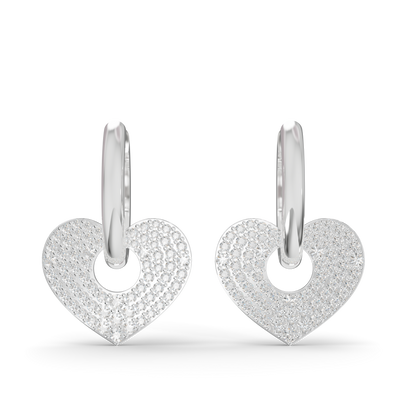 Guru Jewel's Radiant Pave Heart Charm Hoop Earrings for Her