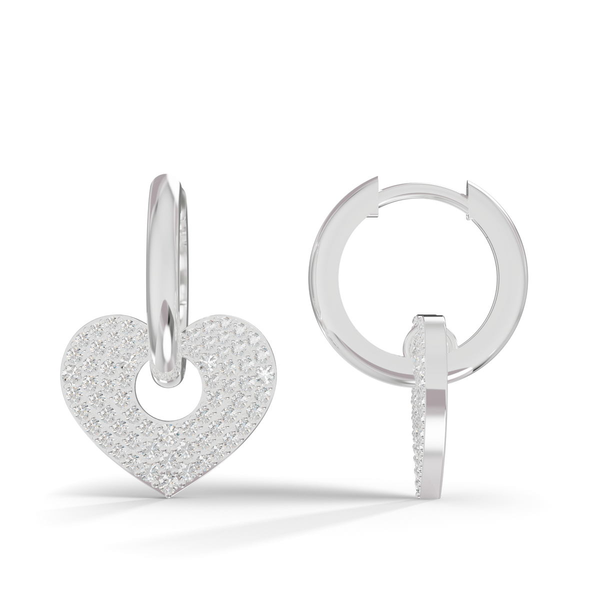 Guru Jewel's Radiant Pave Heart Charm Hoop Earrings for Her