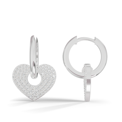 Guru Jewel's Radiant Pave Heart Charm Hoop Earrings for Her