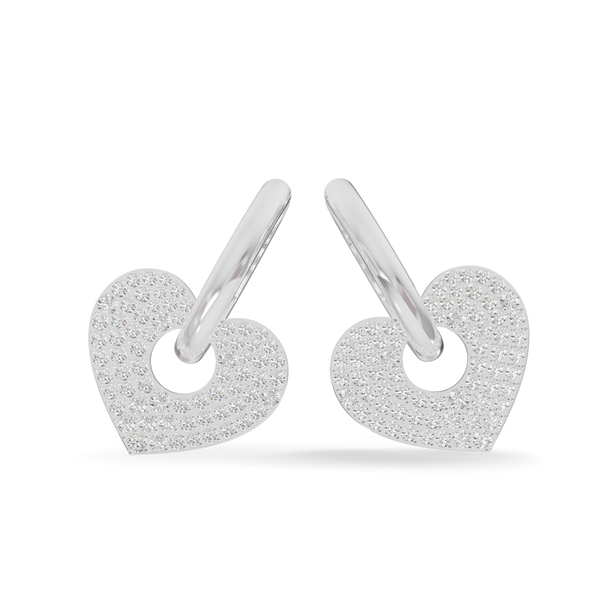 Guru Jewel's Radiant Pave Heart Charm Hoop Earrings for Her