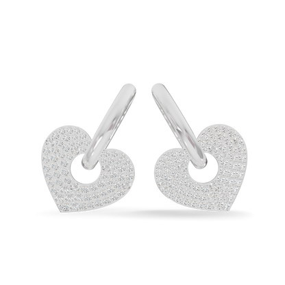 Guru Jewel's Radiant Pave Heart Charm Hoop Earrings for Her