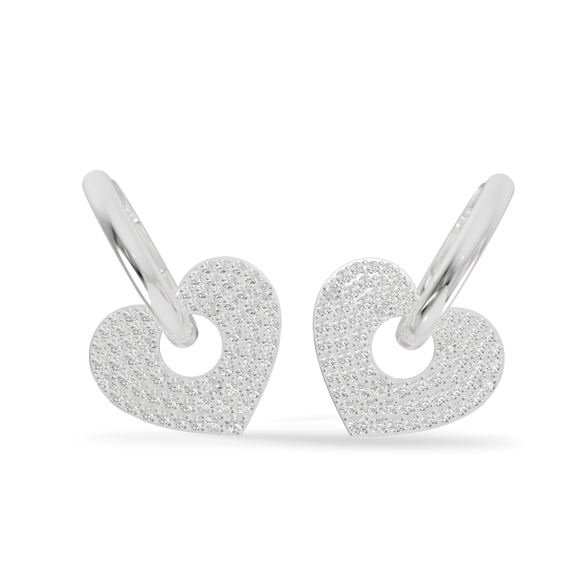 Guru Jewel's Radiant Pave Heart Charm Hoop Earrings for Her